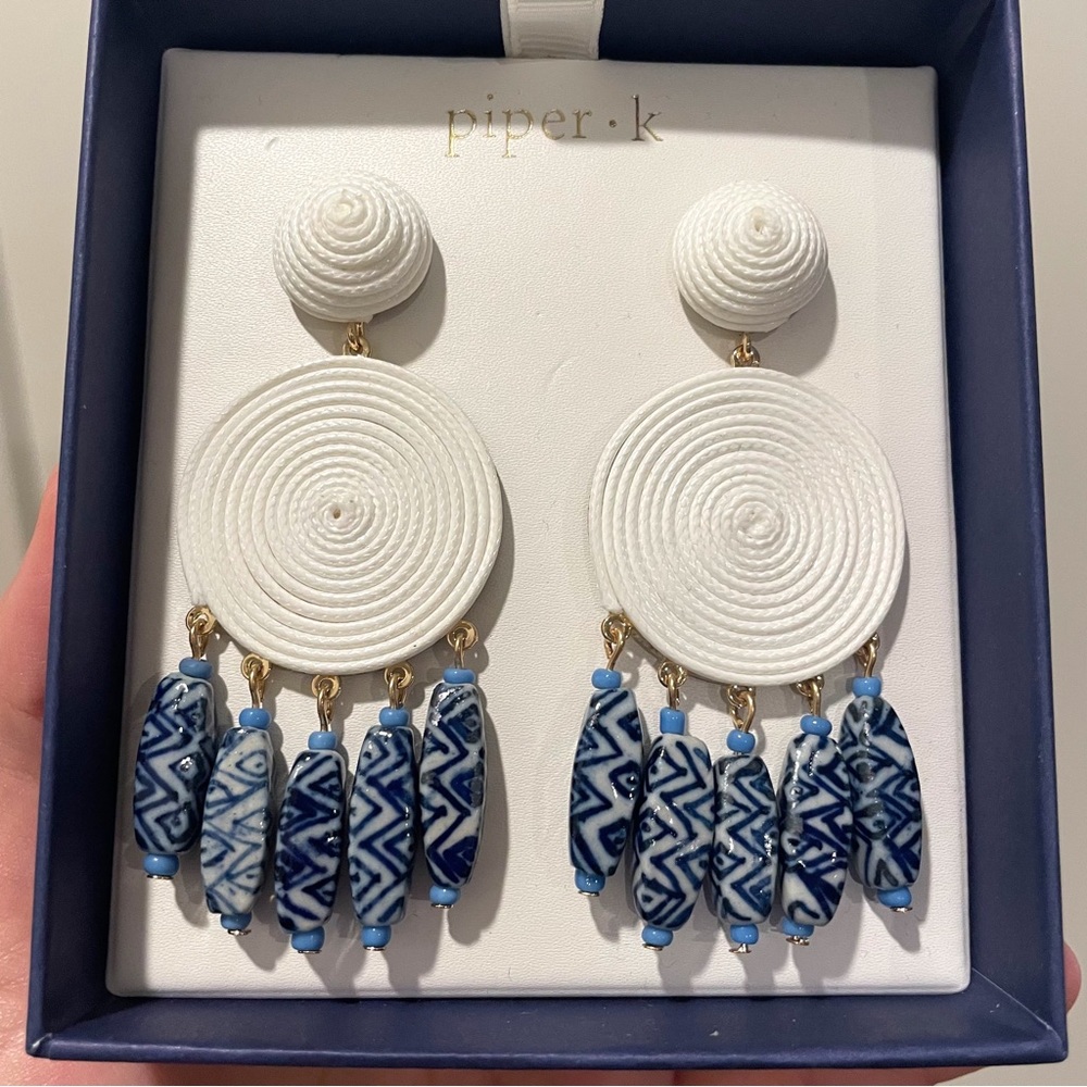 NWT Piper K tropical drop earrings with beautiful blue beads